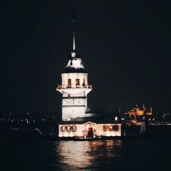 Illuminated buildings in city at night