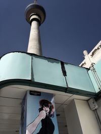 Low angle view of communications tower