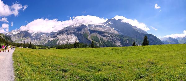 Panoramic shot of field against sky