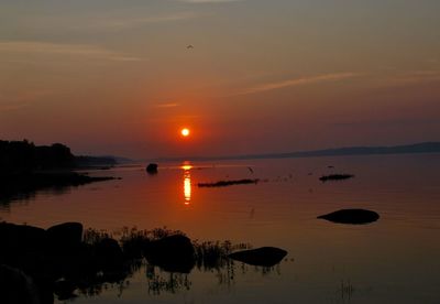 Scenic view of sea at sunset