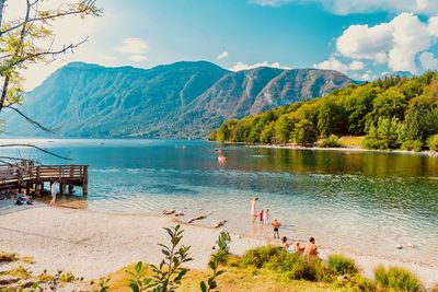 Scenic view of lake against sky