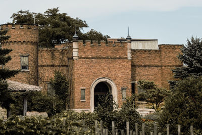 Exterior of old building against clear sky