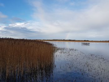 Scenic view of lake against sky