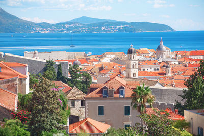 Dubrovnik croatia old town . historical district with tiled roofs