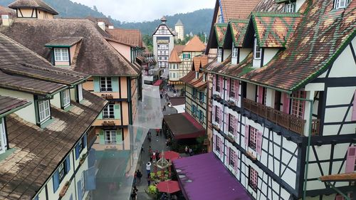 High angle view of buildings in city