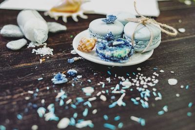 Close-up of cupcakes on table