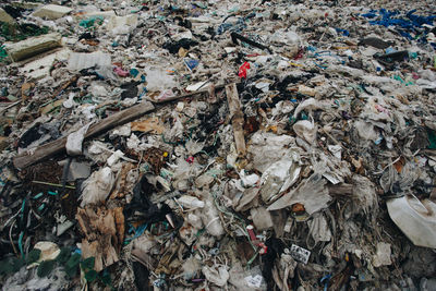 High angle view of garbage on floor