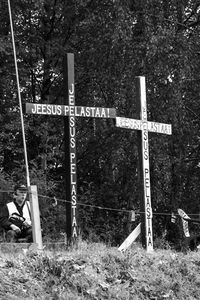 Information sign on field