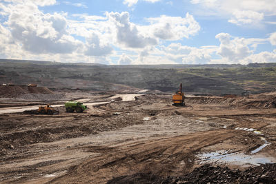 Scenic view of land against sky