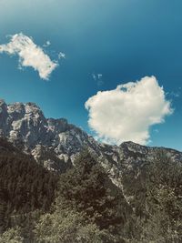 Low angle view of mountains against sky