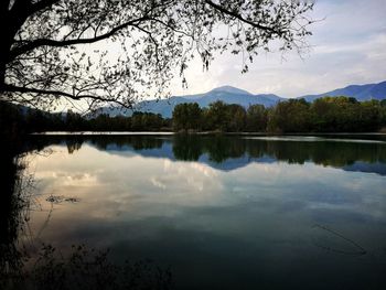 Scenic view of lake against sky