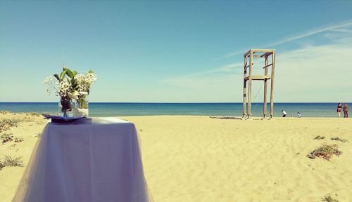 Scenic view of beach against sky