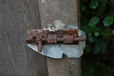 Close-up of rusty metal door