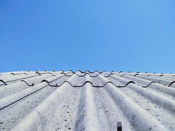 Low angle view of building against clear blue sky