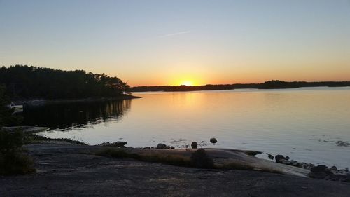 Scenic view of sunset over river