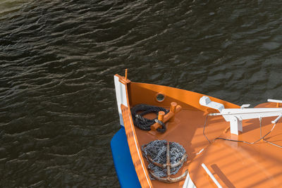 High angle view of ship in sea