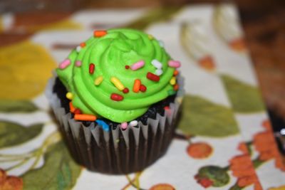 Close-up of cupcakes on table