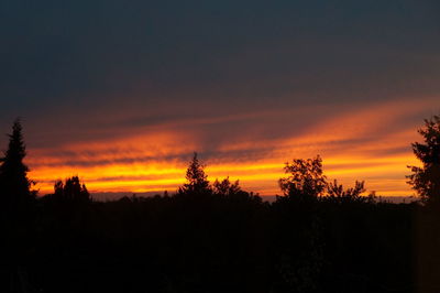 Scenic view of silhouette trees against sky during sunset