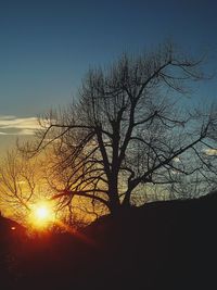 Silhouette bare tree against sky during sunset