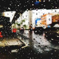 Full frame shot of raindrops on glass window