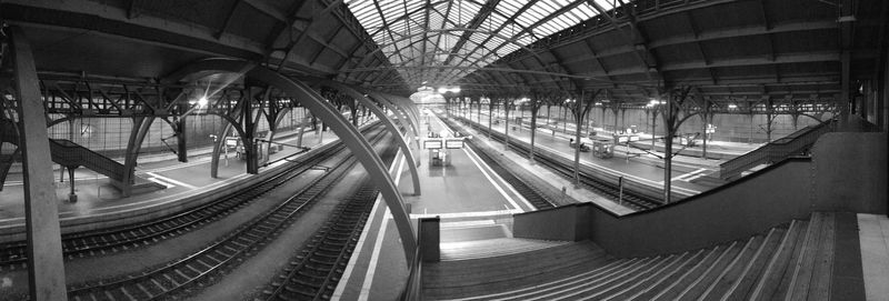 Panoramic view of railroad station platform