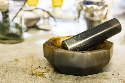 Close-up of cigarette on table