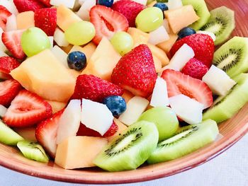 Close-up of chopped fruits in bowl