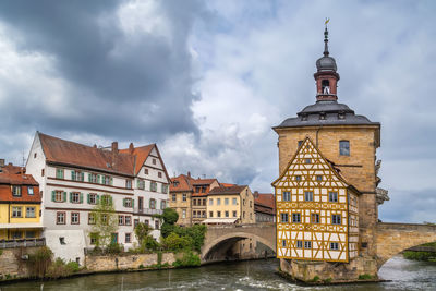 Old town hall  built in the middle of the regnitz river, accessible by two bridges, germany