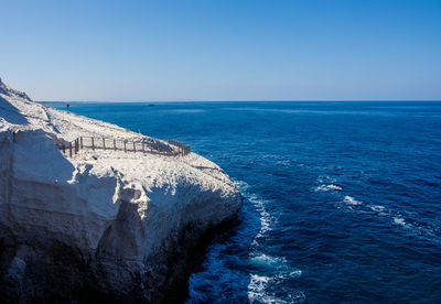 Scenic view of sea against clear sky