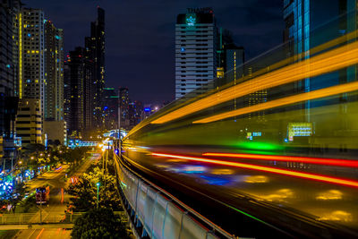 Light trails on city street at night