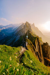 Scenic view of rocky mountains against sky