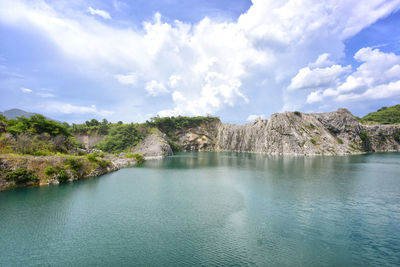 Scenic view of lake against sky