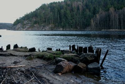 Scenic view of lake against sky