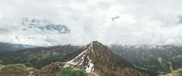 Panoramic view of mountains against sky