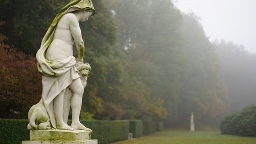 Close-up of statue against trees