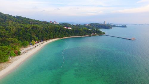 High angle view of sea against sky