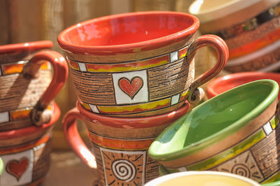 Close-up of tea cup on table