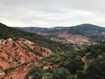 Aerial view of landscape and mountains against sky