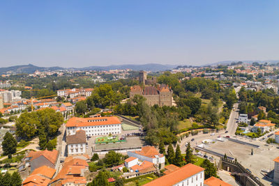 Guimaraes drone aerial city view in portugal