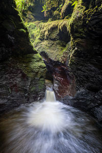 Long exposure of the devils cauldron waterfall on the river lyd at lyford gorge in devon