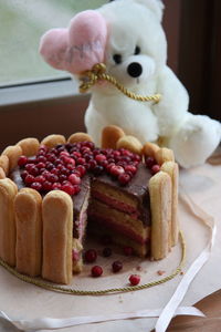 Close-up of cake on table