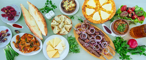 High angle view of food on table