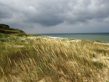 Scenic view of sea against cloudy sky