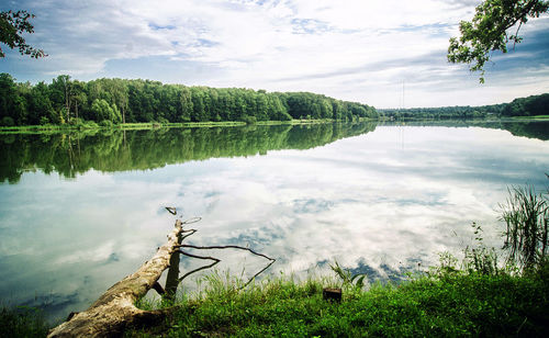 Scenic view of lake against sky