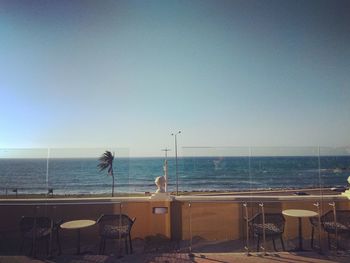 Scenic view of sea against clear sky