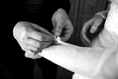 Close-up of hands working