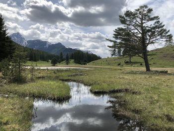 Scenic view of lake against sky