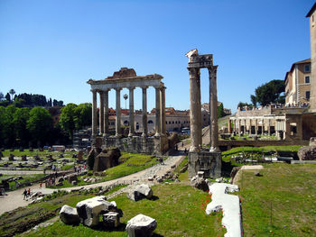 View on ruins of ancient rome in the italian capital.