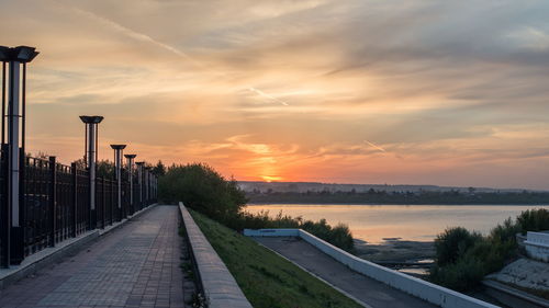 View of lake at sunset