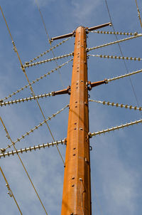 Low angle view of electricity pylon against sky